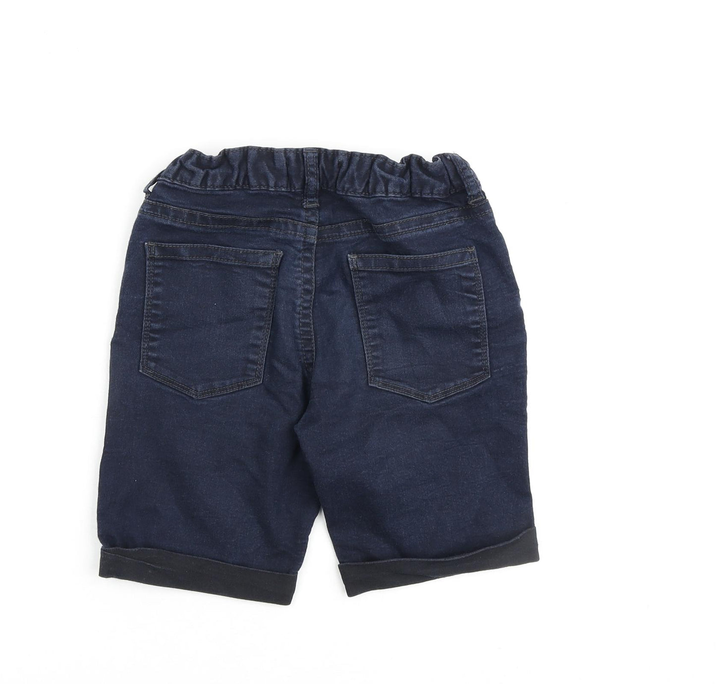 River Island Boys Blue Cotton Bermuda Shorts Size 7-8 Years Regular Zip