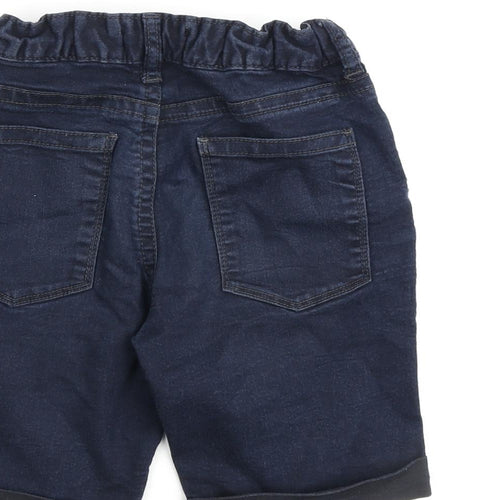 River Island Boys Blue Cotton Bermuda Shorts Size 7-8 Years Regular Zip