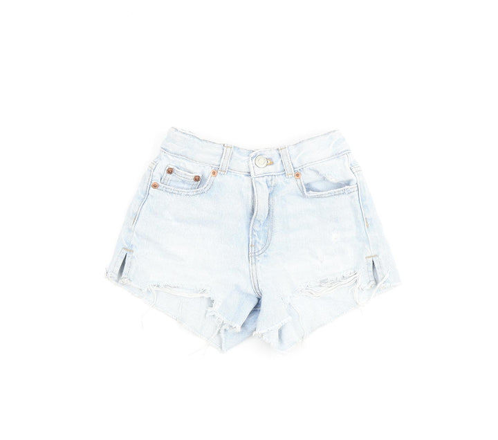 Zara Girls Blue 100% Cotton Cut-Off Shorts Size 6 Years Regular Zip