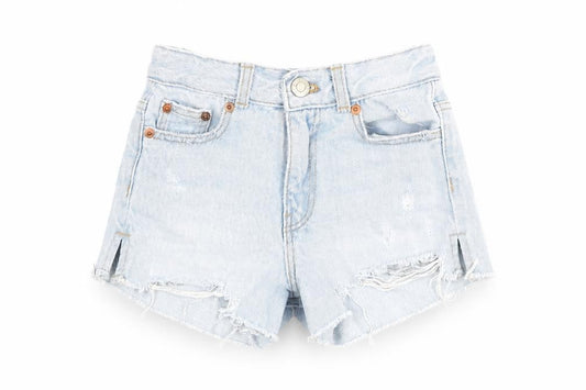 Zara Girls Blue 100% Cotton Cut-Off Shorts Size 6 Years Regular Zip