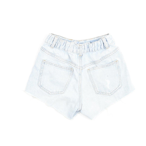 Zara Girls Blue 100% Cotton Cut-Off Shorts Size 6 Years Regular Zip