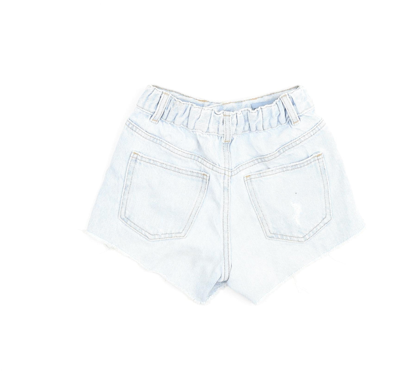 Zara Girls Blue 100% Cotton Cut-Off Shorts Size 6 Years Regular Zip