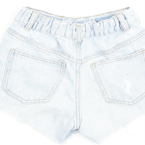Zara Girls Blue 100% Cotton Cut-Off Shorts Size 6 Years Regular Zip