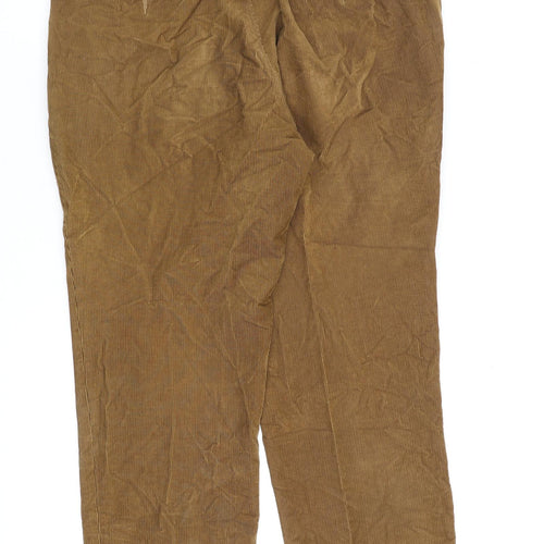 Marks and Spencer Mens Brown Cotton Trousers Size 36 in L29 in Regular Zip