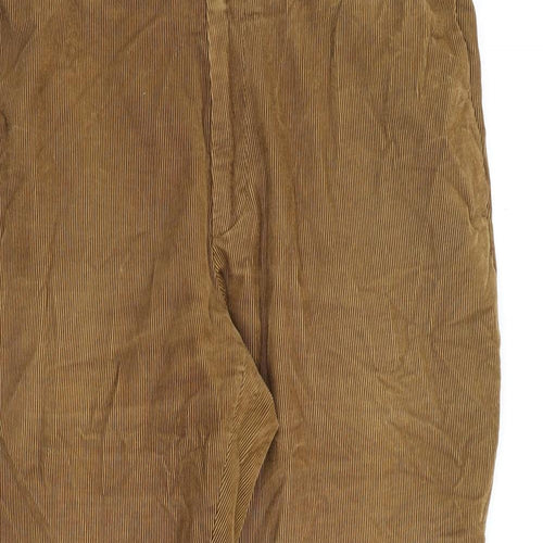 Marks and Spencer Mens Brown Cotton Trousers Size 36 in L29 in Regular Zip