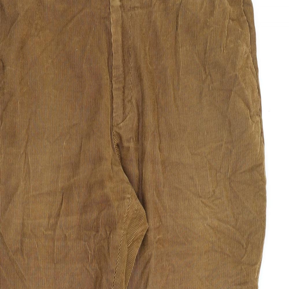 Marks and Spencer Mens Brown Cotton Trousers Size 36 in L29 in Regular Zip