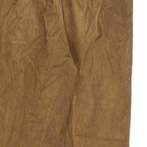 Marks and Spencer Mens Brown Cotton Trousers Size 36 in L29 in Regular Zip
