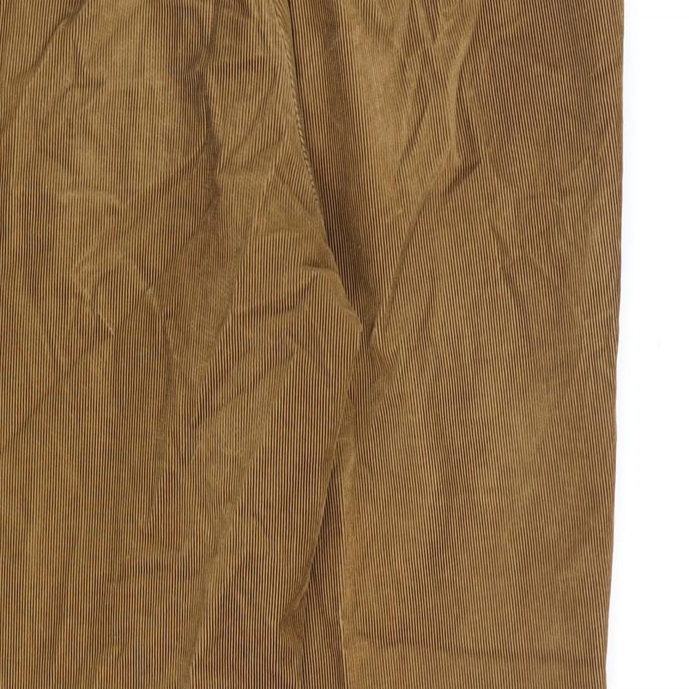 Marks and Spencer Mens Brown Cotton Trousers Size 36 in L29 in Regular Zip