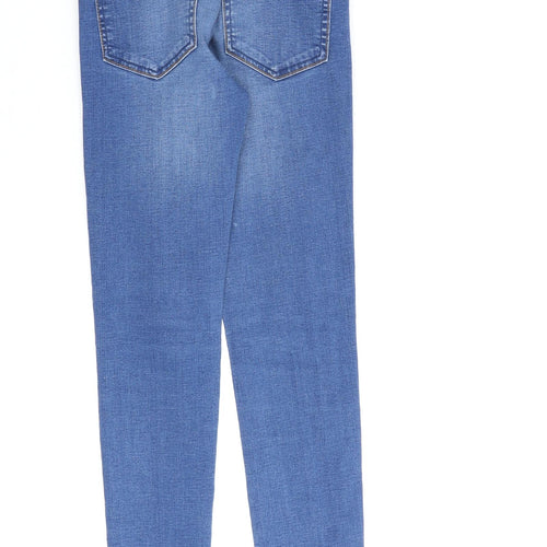 Zara Girls Blue Cotton Straight Jeans Size 8 Years Regular Zip