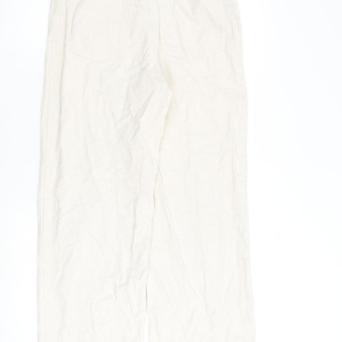 Monki Womens Beige Cotton Trousers Size 8 L30 in Regular Zip