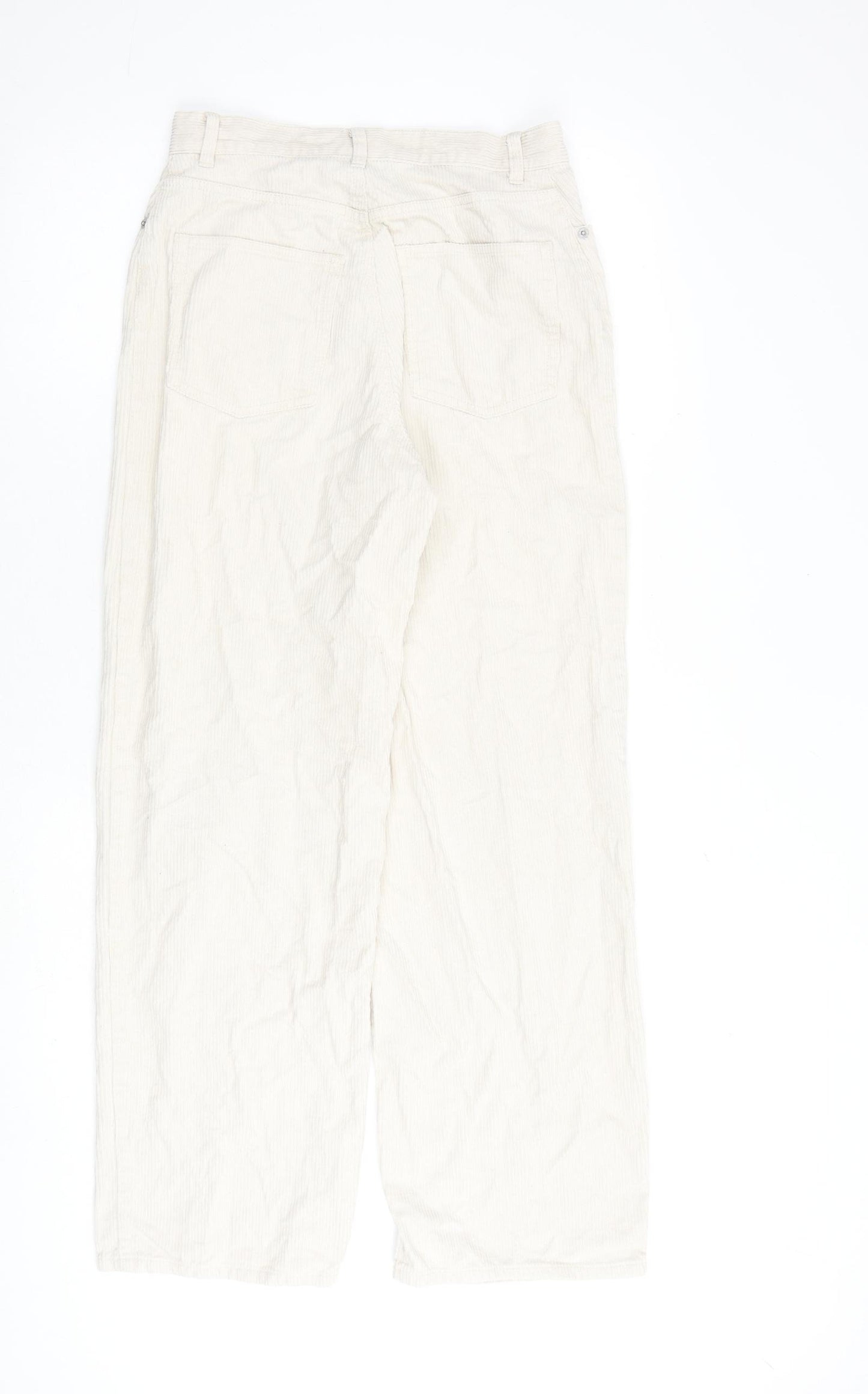 Monki Womens Beige Cotton Trousers Size 8 L30 in Regular Zip
