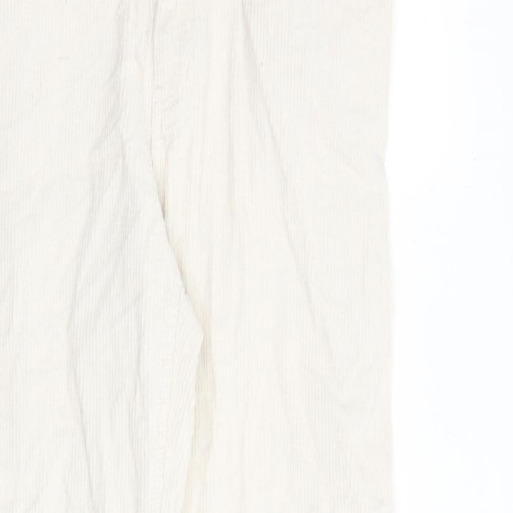 Monki Womens Beige Cotton Trousers Size 8 L30 in Regular Zip