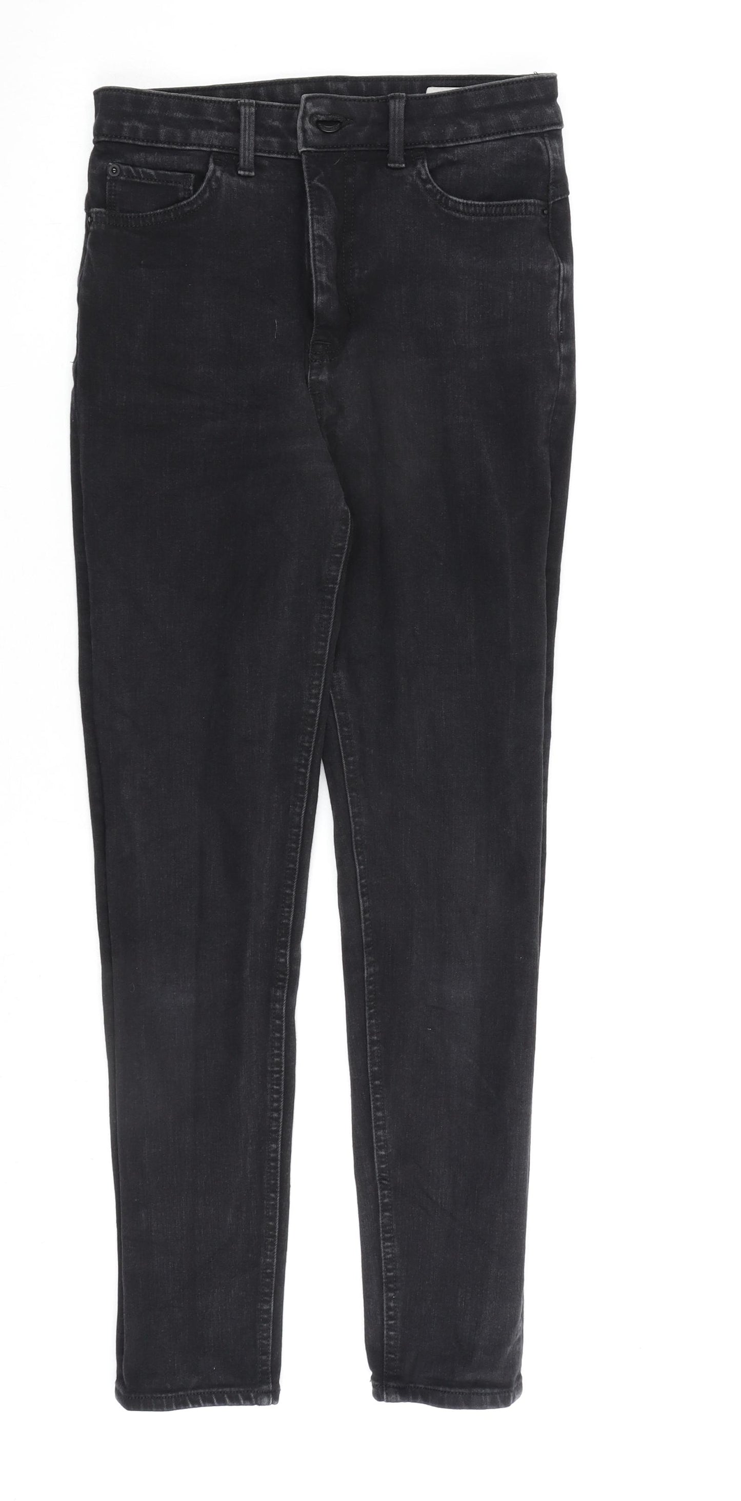 Marks and Spencer Womens Black Cotton Skinny Jeans Size 8 L28 in Regular Zip