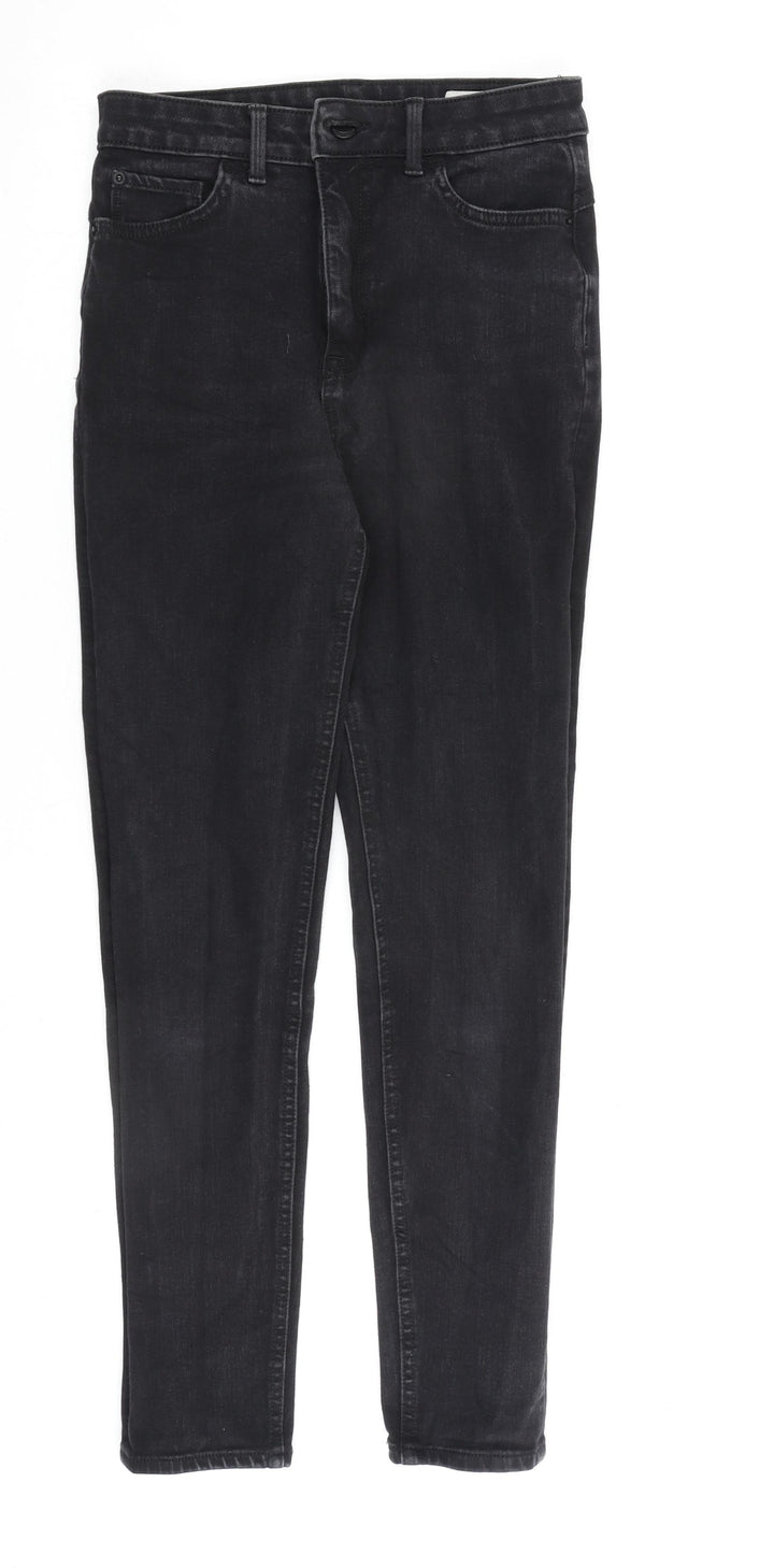 Marks and Spencer Womens Black Cotton Skinny Jeans Size 8 L28 in Regular Zip