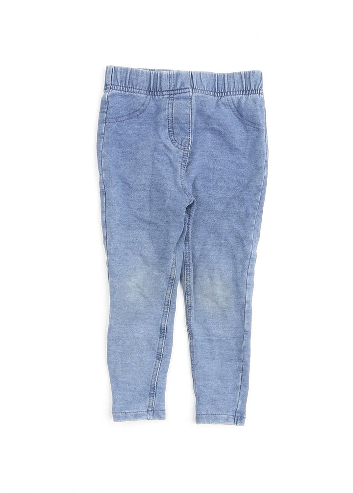 George Girls Blue Cotton Jegging Jeans Size 2 Years Regular Pullover