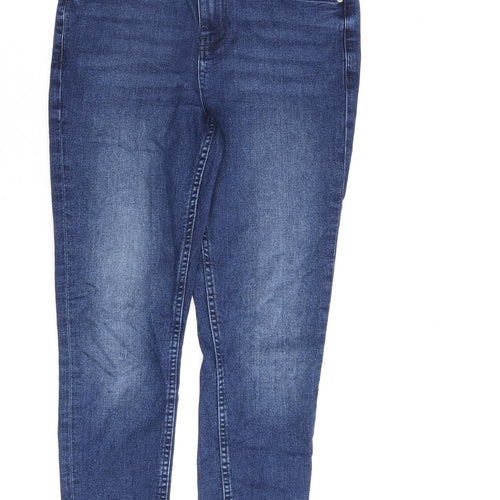 Marks and Spencer Womens Blue Cotton Skinny Jeans Size 8 L28 in Regular Zip