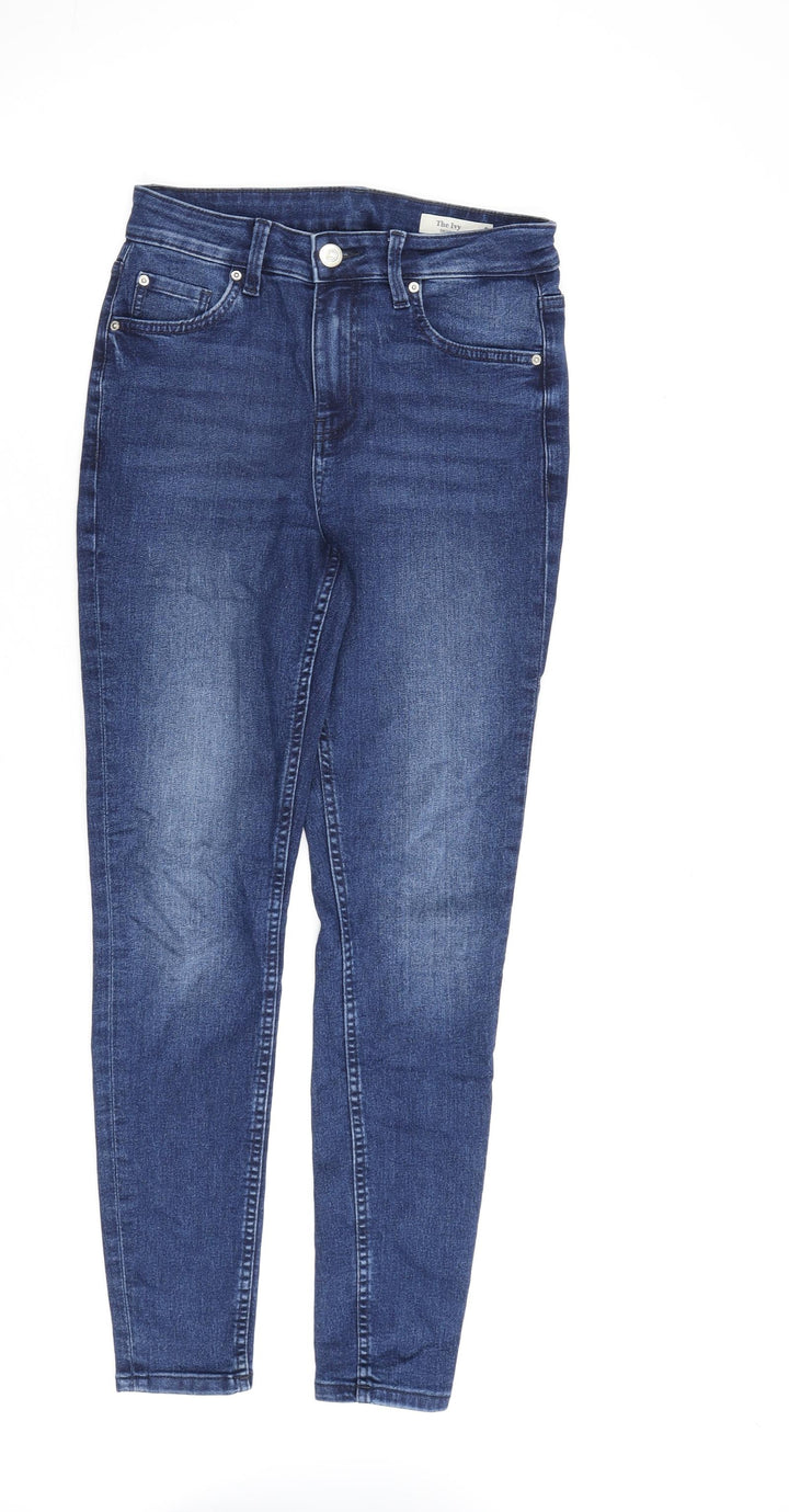 Marks and Spencer Womens Blue Cotton Skinny Jeans Size 8 L28 in Regular Zip