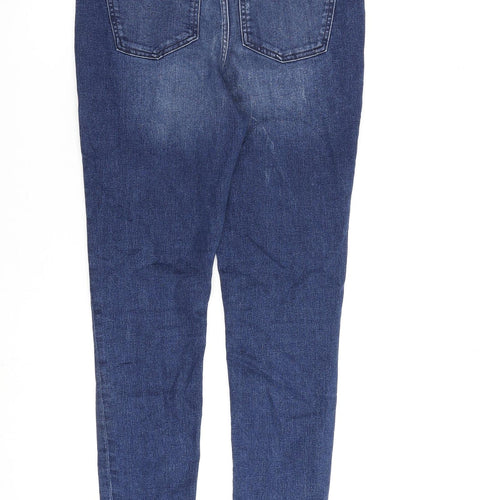 Marks and Spencer Womens Blue Cotton Skinny Jeans Size 8 L28 in Regular Zip