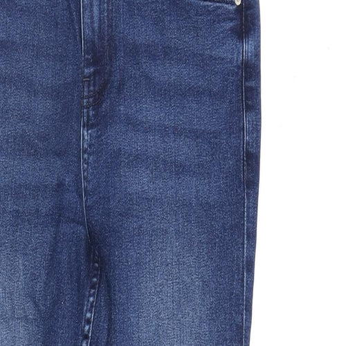 Marks and Spencer Womens Blue Cotton Skinny Jeans Size 8 L28 in Regular Zip