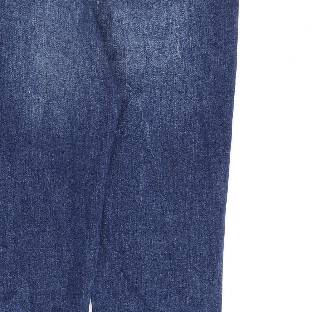Marks and Spencer Womens Blue Cotton Skinny Jeans Size 8 L28 in Regular Zip