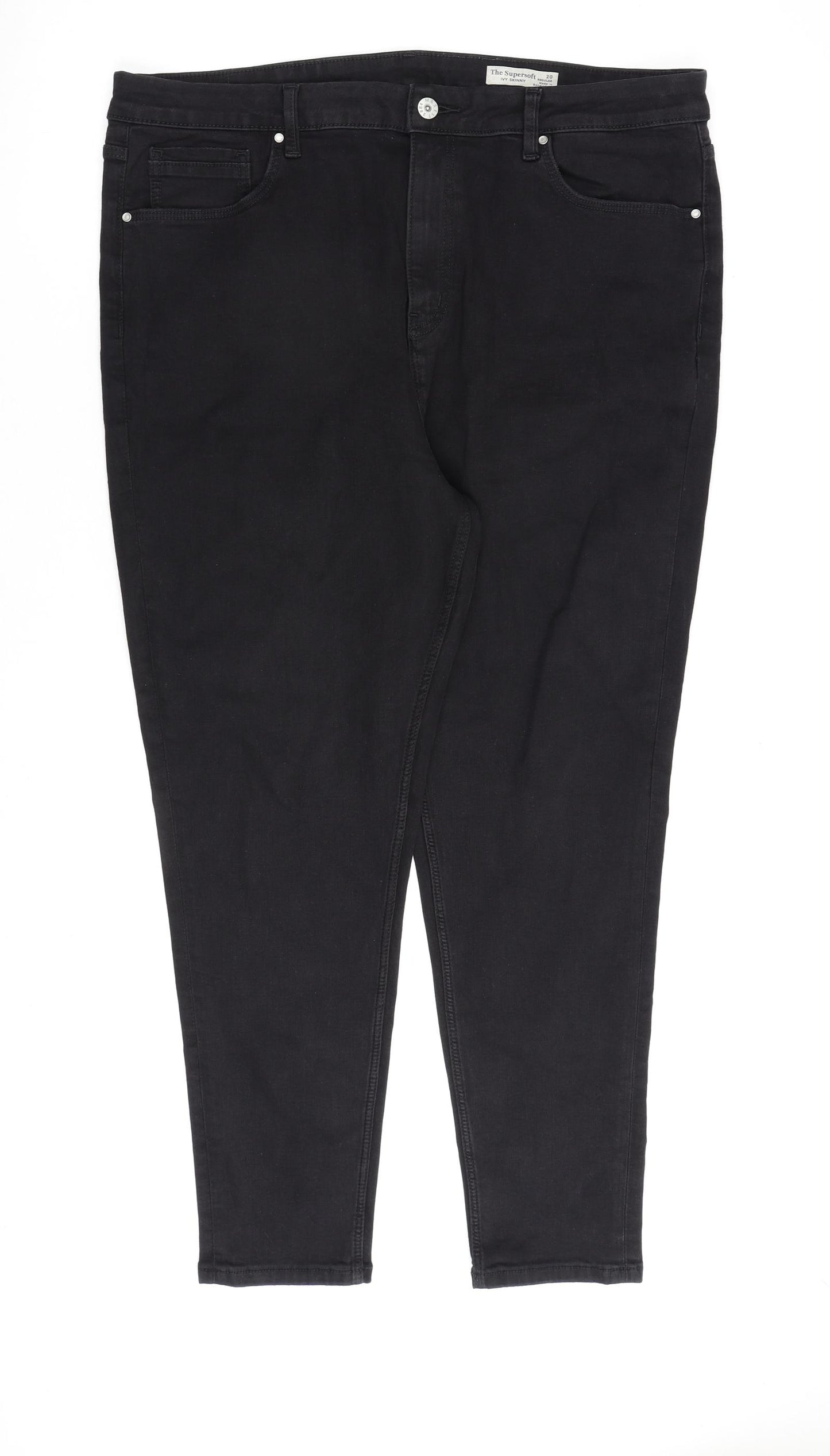 Marks and Spencer Womens Black Cotton Skinny Jeans Size 20 L28 in Regular Zip