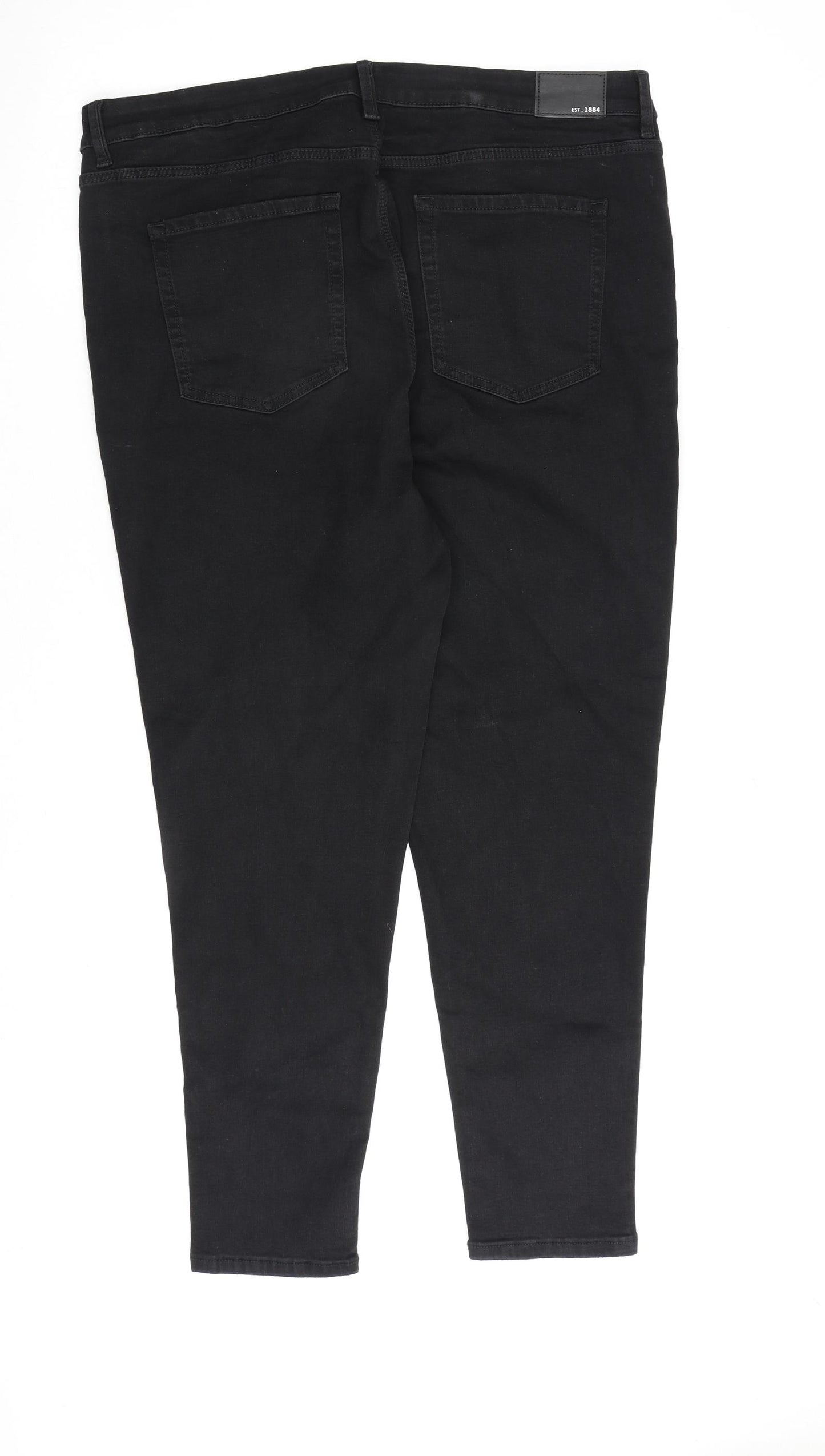 Marks and Spencer Womens Black Cotton Skinny Jeans Size 20 L28 in Regular Zip