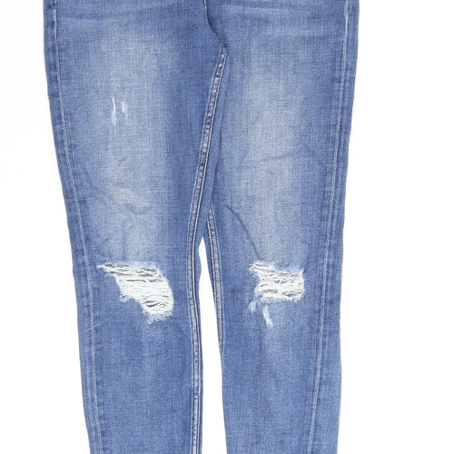 Topshop Womens Blue Cotton Skinny Jeans Size 28 in L32 in Regular Zip