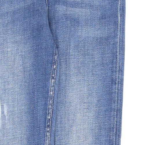 Topshop Womens Blue Cotton Skinny Jeans Size 28 in L32 in Regular Zip