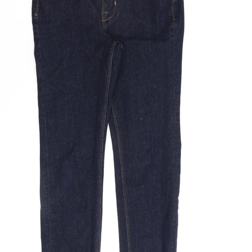 Marks and Spencer Womens Blue Cotton Straight Jeans Size 8 L26 in Slim Zip