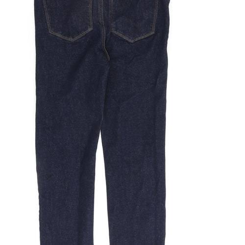 Marks and Spencer Womens Blue Cotton Straight Jeans Size 8 L26 in Slim Zip