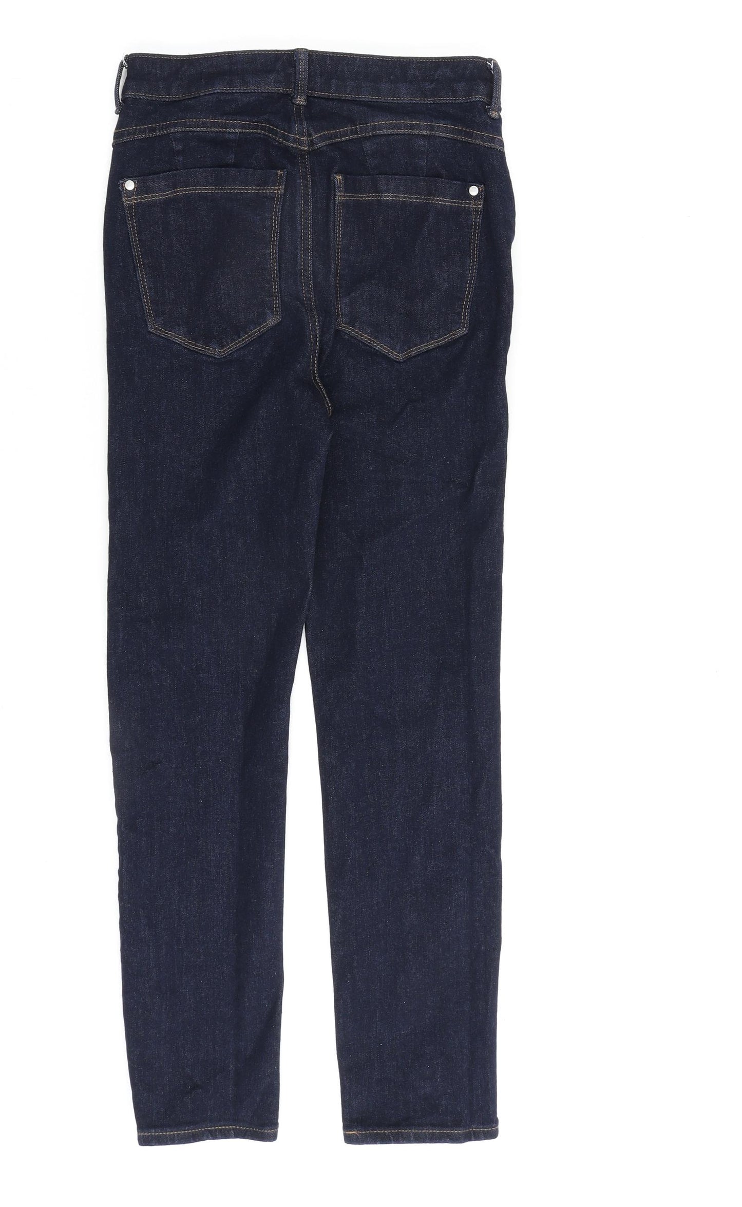 Marks and Spencer Womens Blue Cotton Straight Jeans Size 8 L26 in Slim Zip