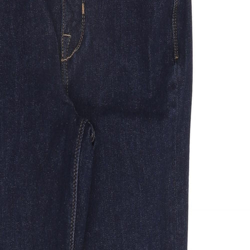 Marks and Spencer Womens Blue Cotton Straight Jeans Size 8 L26 in Slim Zip
