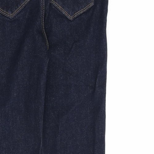 Marks and Spencer Womens Blue Cotton Straight Jeans Size 8 L26 in Slim Zip