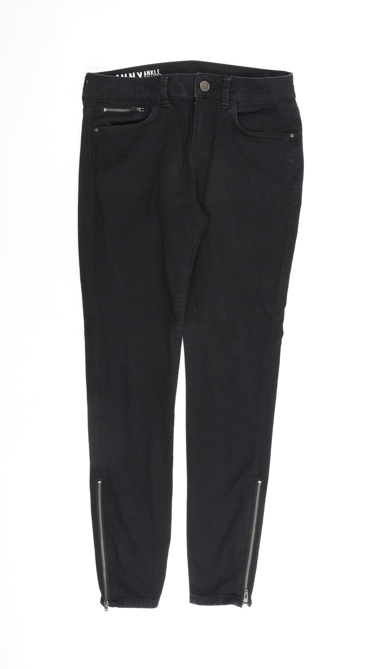 Marks and Spencer Womens Black Cotton Skinny Jeans Size 10 L28 in Regular Zip