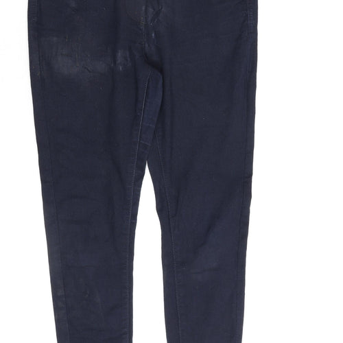Marks and Spencer Womens Blue Cotton Skinny Jeans Size 10 L26 in Regular Zip