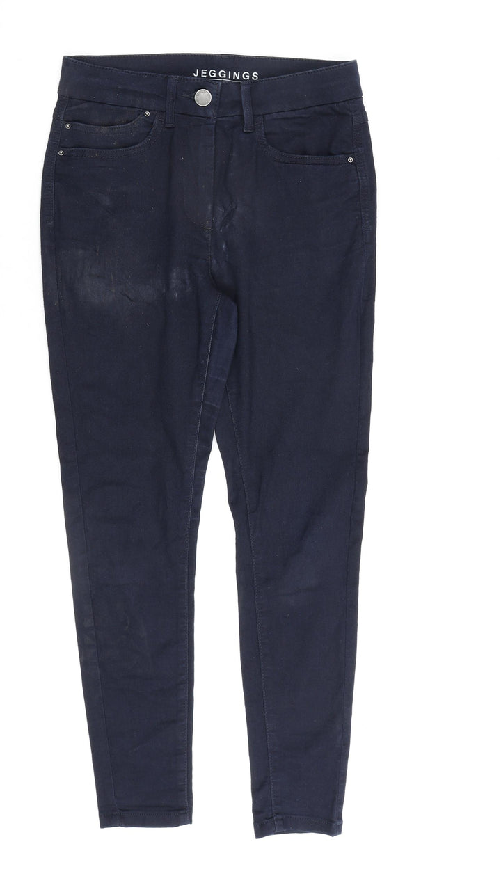 Marks and Spencer Womens Blue Cotton Skinny Jeans Size 10 L26 in Regular Zip