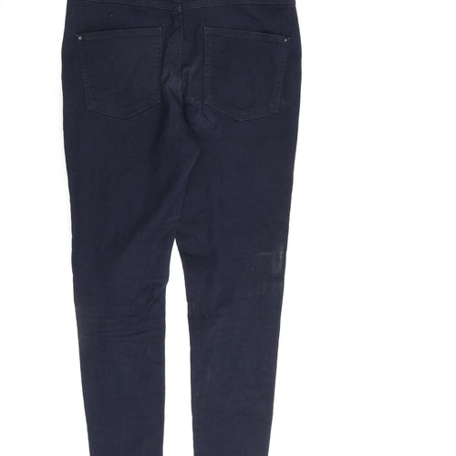Marks and Spencer Womens Blue Cotton Skinny Jeans Size 10 L26 in Regular Zip