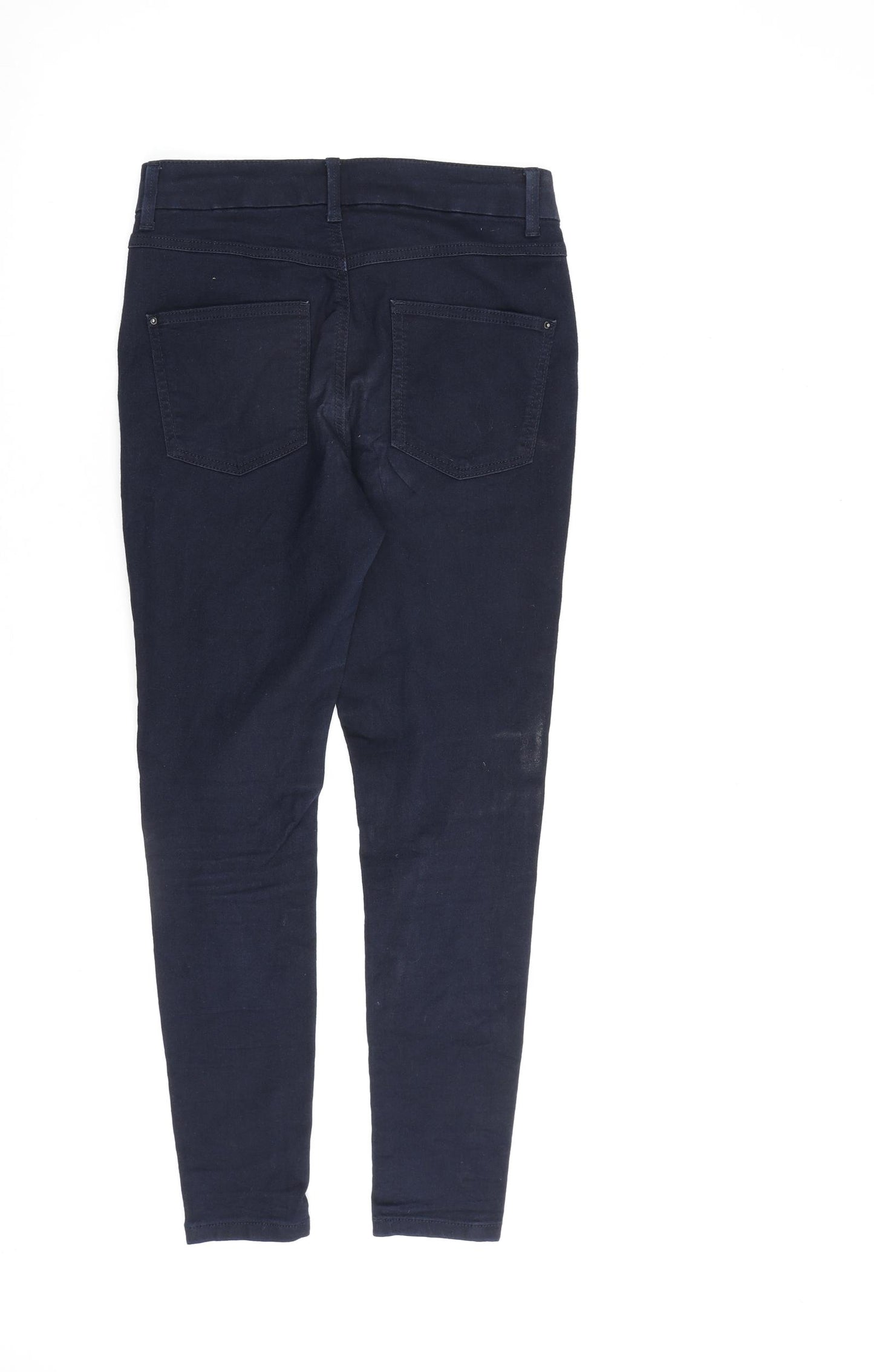 Marks and Spencer Womens Blue Cotton Skinny Jeans Size 10 L26 in Regular Zip
