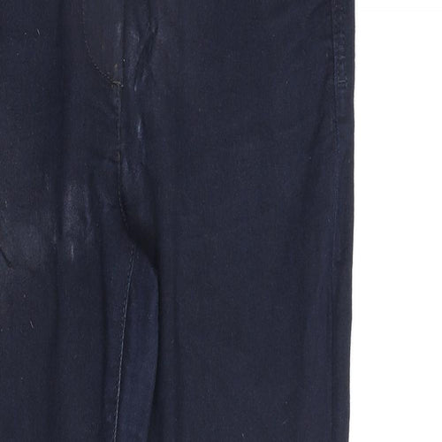 Marks and Spencer Womens Blue Cotton Skinny Jeans Size 10 L26 in Regular Zip