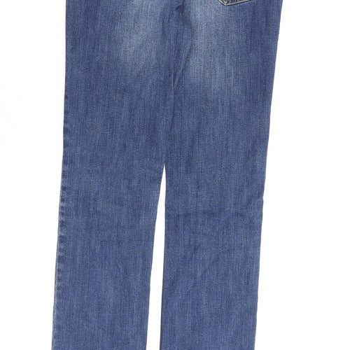 R Essentiel Womens Blue Cotton Straight Jeans Size 8 L33 in Regular Zip