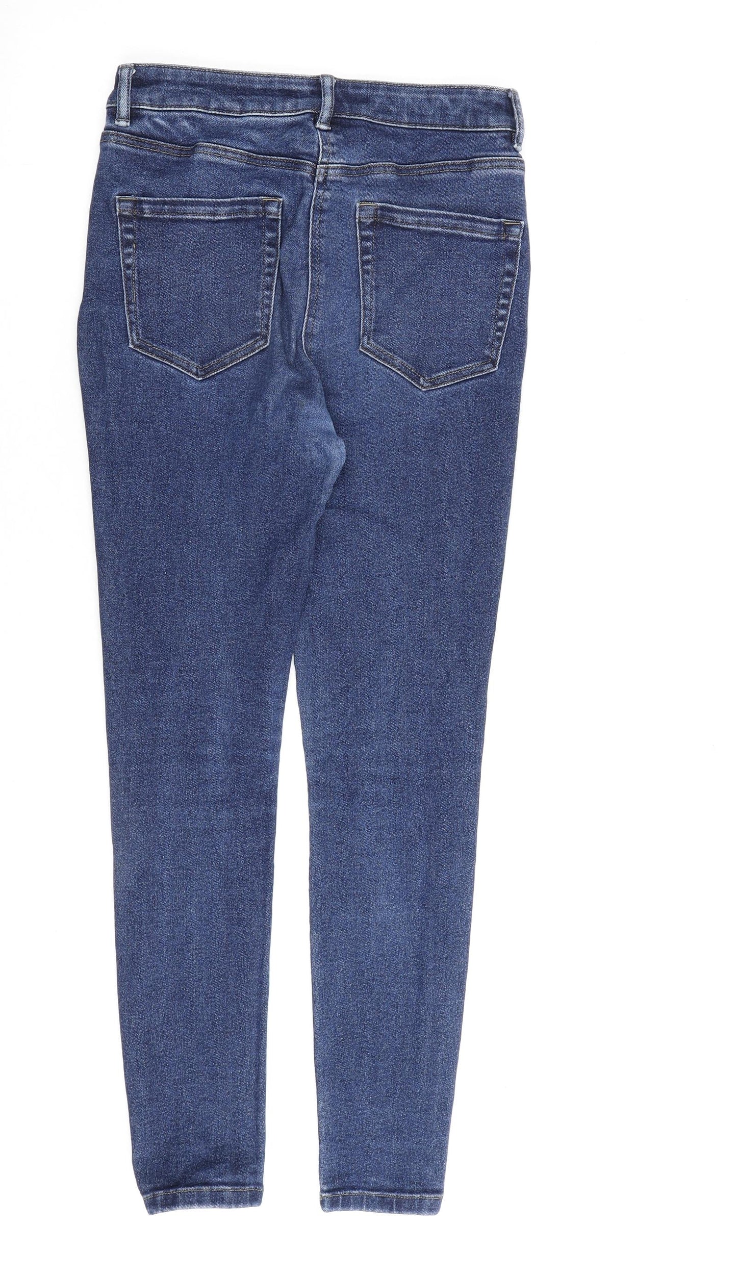 NEXT Womens Blue Cotton Skinny Jeans Size 10 L28 in Regular Zip