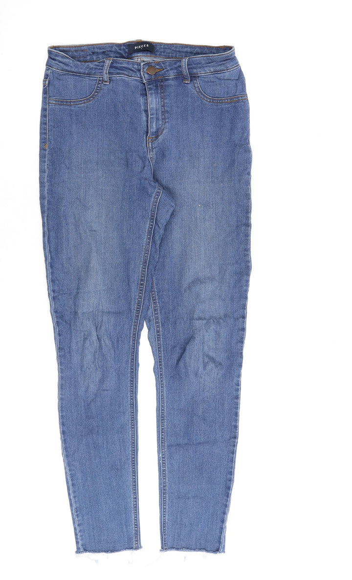 Pieces Womens Blue Cotton Skinny Jeans Size M L28 in Regular Zip