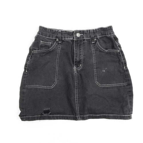 Nasty Gal Womens Grey Cotton A-Line Skirt Size 8 Zip
