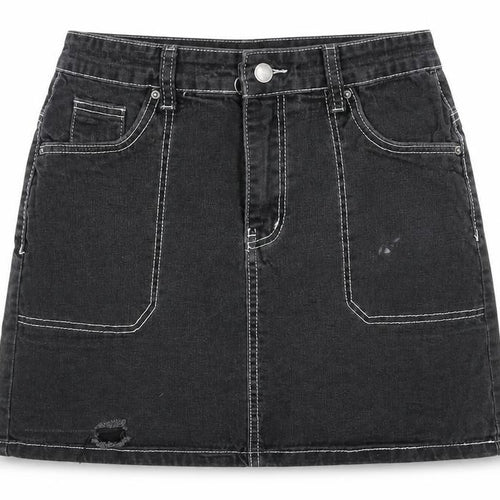 Nasty Gal Womens Grey Cotton A-Line Skirt Size 8 Zip