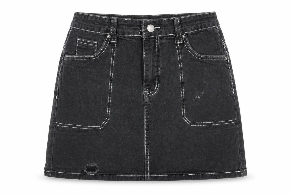 Nasty Gal Womens Grey Cotton A-Line Skirt Size 8 Zip