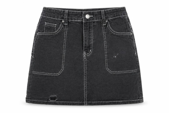 Nasty Gal Womens Grey Cotton A-Line Skirt Size 8 Zip