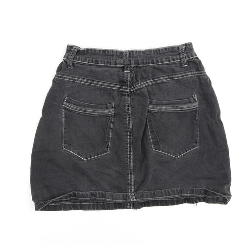Nasty Gal Womens Grey Cotton A-Line Skirt Size 8 Zip