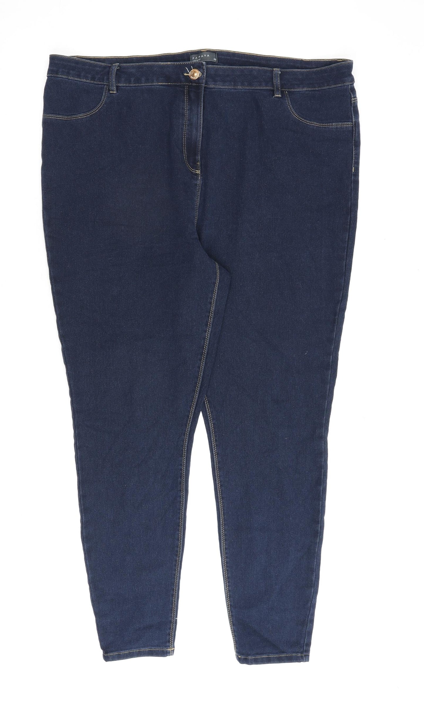 Papaya Womens Blue Cotton Skinny Jeans Size 20 L29 in Regular Zip