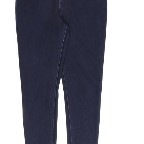 Marks and Spencer Womens Blue Cotton Skinny Jeans Size 10 L27 in Regular Zip