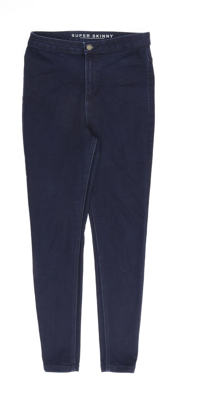 Marks and Spencer Womens Blue Cotton Skinny Jeans Size 10 L27 in Regular Zip